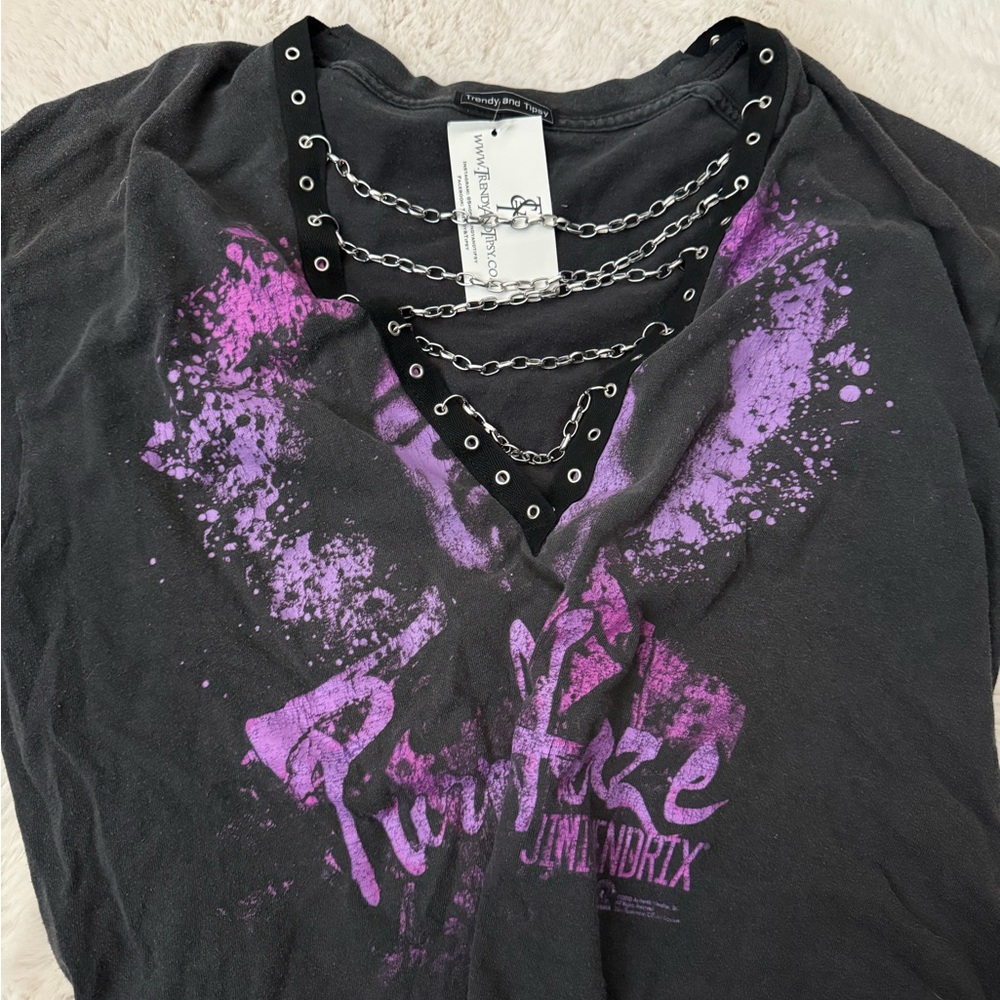 Reconstructed Jimi Hendrix Tee with Chain Detail